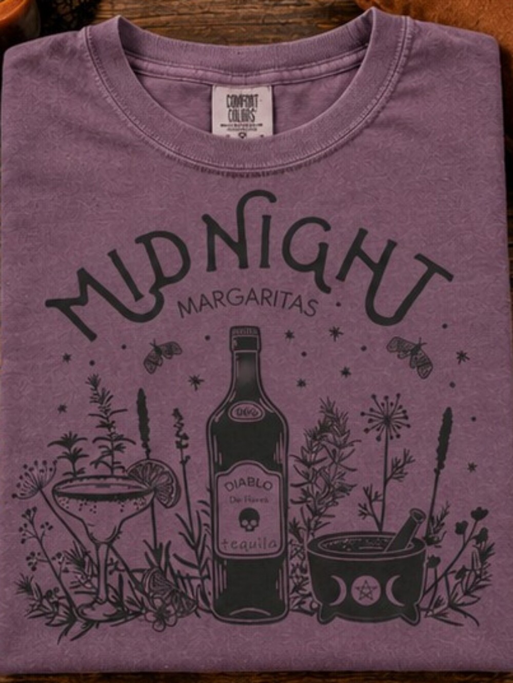 Midnight Margaritas Witchy Halloween Comfort Colors Graphic Tee
